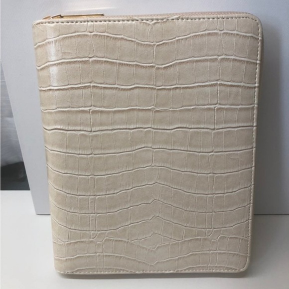 Kikki.K B6 Beige Croco Leather Zippered Planner - Picture 2 of 11